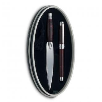 Набор из ручки-роллера и ножа, бордовая органическая смола Dalvey 01230