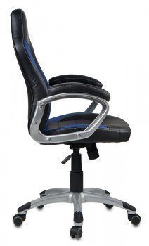 Кресло руководителя черное с синими вставками Бюрократ CH-825S/Black+Bl