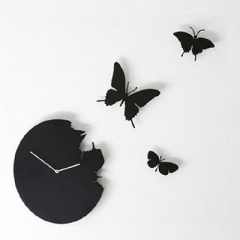 Часы настенные "Бабочки black", d=40см