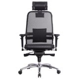 Кресло офисное МЕТТА "SAMURAI" S-3, без подголовника, кевларовая ткань-сетка, черное,  80037