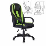 Кресло компьютерное VIKING-9/BL+SD, подушка, экокожа/ткань, черное/зеленое