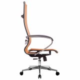 Кресло офисное МЕТТА "К-7" хром, прочная сетка, сиденье и спинка регулируемые, оранжевое.