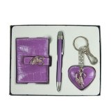 Подарочный набор "Сиреневое сердце": ручка, визитница, брелок