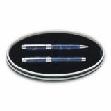 Набор из перьевой ручки и шариковой ручки, синяя органическая смола Dalvey 01213
