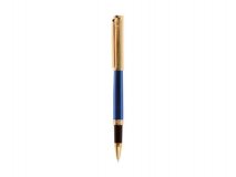 Набор "Delucci": ручка шариковая, 1мм и ручка-роллер, 0,6 мм, синие, корпус синий/золото