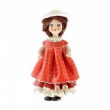 Статуэтка "Кукла в красно-розовом платье и шляпке", h=15 см