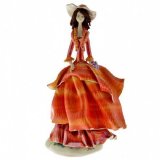 Статуэтка "Дама в оранжевом платье с виноградом", h=21 см