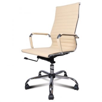 Кресло офисное BRABIX Energy EX-509, рециклированная кожа, хром, бежевое, 531166