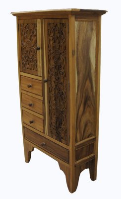 Комод деревянный резной, 4 ящика, 2 дверцы, h=152 см