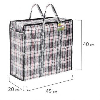 Сумка-баул хозяйственная, полипропилен, 45х40х20 см, 36 литров, черно-красная, 130 г/м2, ЛЮБАША, 604696