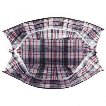 Сумка-баул хозяйственная, полипропилен, 50х45х25 см, 56 литров, черно-красная,130 г/м2, ЛЮБАША, 604698