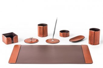 Настольный набор из кожи Премиум Full Grain Cuoietto Tan, 8 предметов
