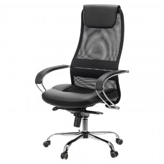 Кресло офисное BRABIX PREMIUM "Stalker EX-609 PRO", хром, мультиблок, ткань-сетка/экокожа, черное, 532416, EX6