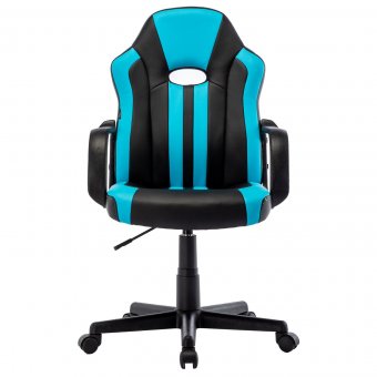 Кресло компьютерное "BRABIX Stripe GM-202", экокожа, черное/голубое, 532509