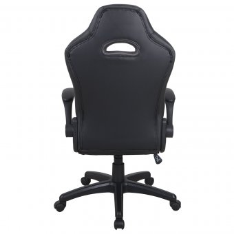 Кресло компьютерное BRABIX "Skill GM-005", откидные подлокотники, экокожа, черное/голубое, 532497