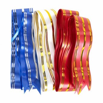 Бант-шар d = 15 см для подарка, НАБОР 3 шт., цвета красный/золотой, синий/серебристый, белый/золотистый, ЗОЛОТ