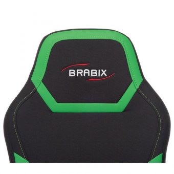 Кресло компьютерное BRABIX "Alpha GM-018", ткань/экокожа, черное/зеленое, 532639, GM-018_532639
