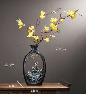 Ваза для цветов Luxury Gift, из эпоксидной смолы 26.5 см с декоративным растением