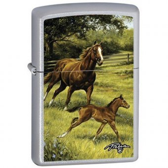 Сувенирная зажигалка Zippo "Лошади в загоне"