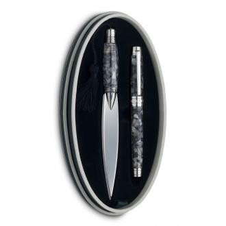 Набор из перьевой ручки и ножа, черная органическая смола Dalvey 01222