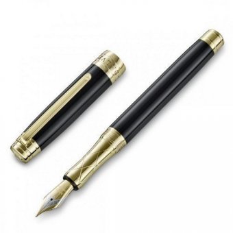 Ручка с золотым пером 18К, черная смола, перо М Dalvey 70068