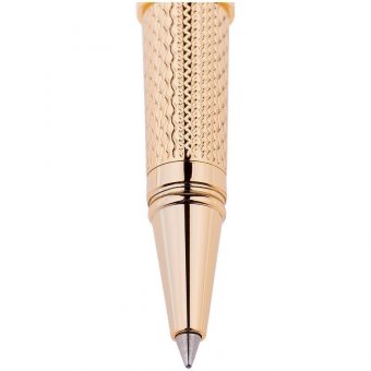 Ручка-роллер "Delucci" синяя, 0,6мм, корпус золото, подарочный футляр