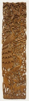 Панно деревянное резное "Жар птица с оленем"