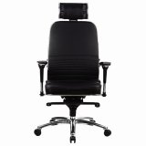 Кресло офисное МЕТТА "SAMURAI" KL-3, без подголовника, кожа, черное,  80068