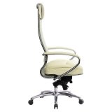 Кресло офисное МЕТТА "SAMURAI" SL-1, кевларовая ткань-сетка/кожа, бежевое,  09966