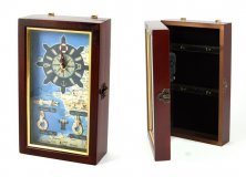 Коллаж-ключница с часами "Морские узлы-Голубые просторы" 15*7*25см