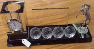 Настольный письменный набор с часами 23*8см