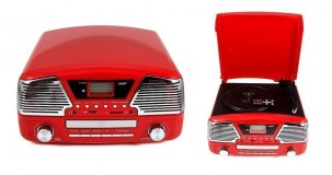 Музыкальный центр-ретро: винил, AM/FM, CD, MP3, USB, SD 37*36*21см