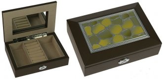 Шкатулка ювелирная Зеленый камень "MORETTO" 18*13*5см