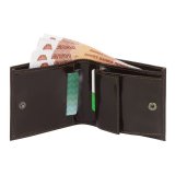 Портмоне мужское BEFLER "Classic", 100х90 мм, натуральная кожа, на кнопке, коричневое, PМ.22.-1