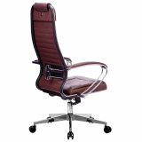 Кресло офисное МЕТТА "К-6" хром, рецик. кожа, сиденье и спинка мягкие, темно-коричневое