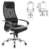 Кресло офисное BRABIX PREMIUM "Stalker EX-609 PRO", хром, мультиблок, ткань-сетка/экокожа, черное, 532416, EX6