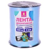 Лента упаковочная декоративная для шаров и подарков, 5 мм х 500 м, голубая, ЗОЛОТАЯ СКАЗКА, 591813