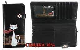 Портмоне женское "Кошка-кокетка", 9*19см