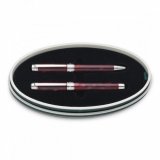 Набор из перьевой ручки и шариковой ручки, бордовая органическая смола Dalvey 01215