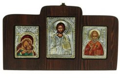 Икона триптих “Богородица Всепрощающая, Иисус Христос, Николай Угодник” 