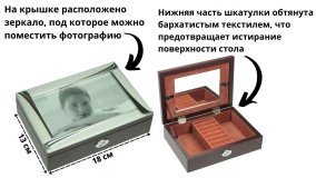 Шкатулка-фоторамка ювелирная Luxury Gift, 18х13х5 см