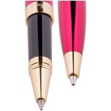 Набор "Delucci": ручка шариковая, 1мм и ручка-роллер, 0,6 мм, синие, корпус вишня/золото