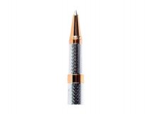 Ручка-роллер "Delucci" синяя, 0,6мм, корпус серебро, подарочный футляр