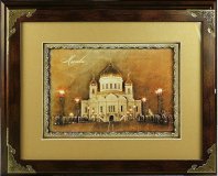 Коллаж-ключница 3D "Храм Христа Спасителя" 32*26*5см