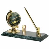 Набор настольный 3 предмета, зеленый мрамор