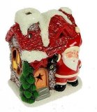 Фигурка декоративная "Дед Мороз в домике" с подсветкой 10*8*13см