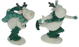 Фигурка декоративная "Оленята на коньках" 11*9*12см