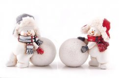 Фигурка декоративная "Снеговики" 12*7*10см